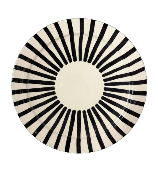 Large 30 cm plate- Black and White Radiate